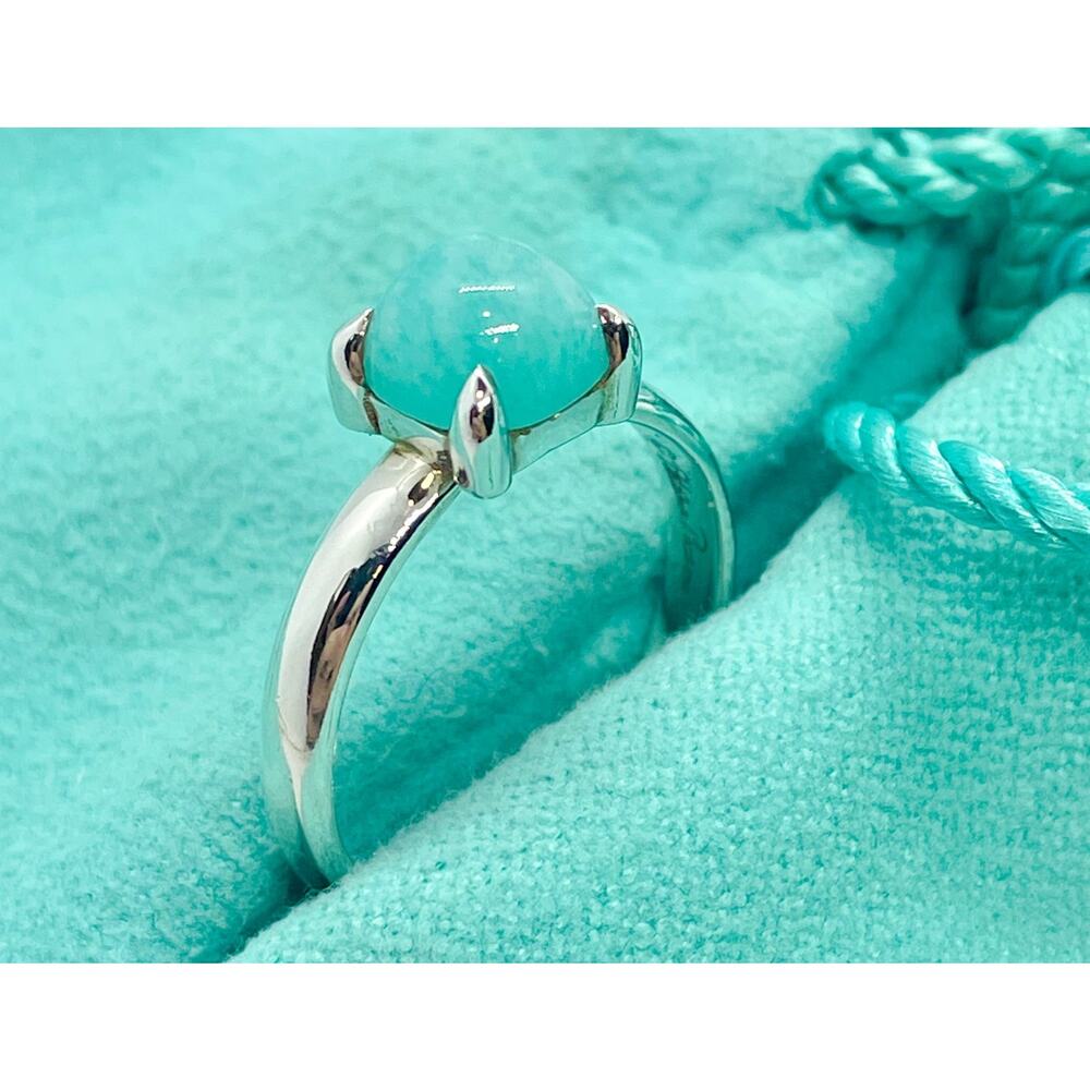 Tiffany & Co. Paloma Picasso 7mm Amazonite Sugar Stacks Ring - Size 6.75 - Picture 15 of 16
